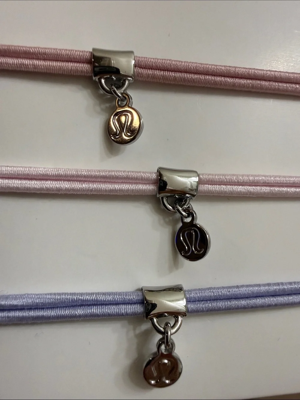 NWT Lululemon Logo Charm / Bead Hair Ties 3-Pack